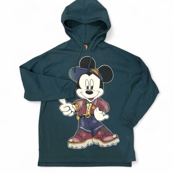 VTG 90s Mickey Unlimited Jerry Leigh Disney Hoodie Pullover Sz M USA Hip Hop - Picture 1 of 9